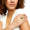 Thumbnail Image 2 of Baguette Jade and 0.085 CT. T.W. Diamond Collar Ring in 14K Gold