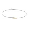 Diamond Accent Overlapping Bars Anklet in Sterling Silver and 10K Gold - 10"