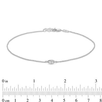 Diamond Accent Marquise Anklet in Sterling Silver - 10"