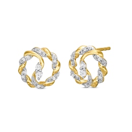 Circle of Gratitude® Collection 0.12 CT. T.W. Diamond Bypass Twist Stud Earrings in 10K Gold