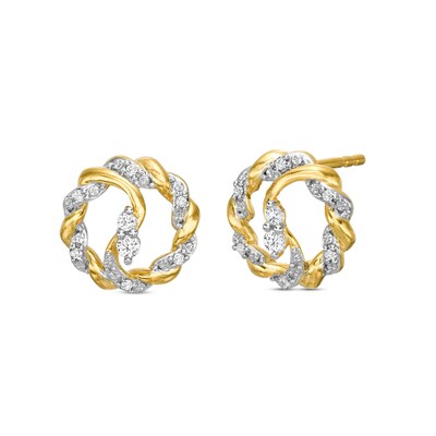 Circle of Gratitude® Collection 0.12 CT. T.W. Diamond Bypass Twist Stud Earrings in 10K Gold