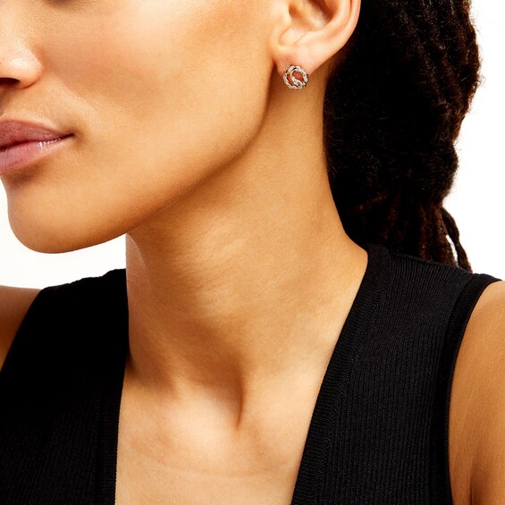 Circle of Gratitude® Collection 0.12 CT. T.W. Diamond Bypass Twist Stud Earrings in 10K Gold
