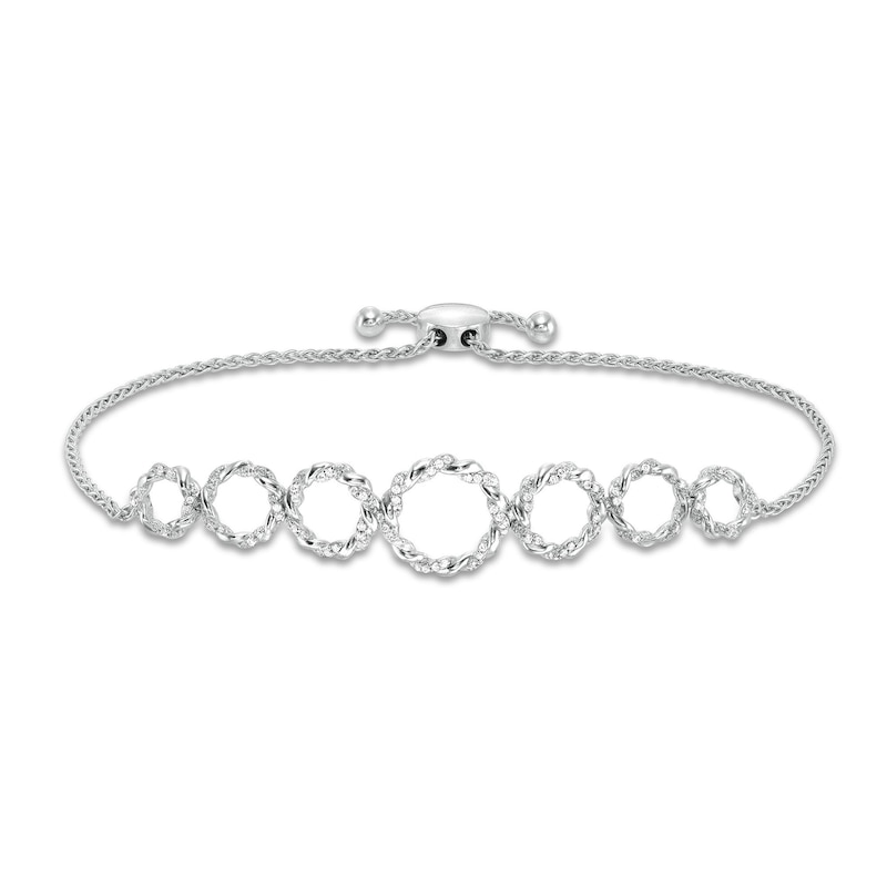 Circle of Gratitude® Collection 0.25 CT. T.W. Diamond Journey Twists Bolo Bracelet in Sterling Silver - 9.5"