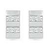 Thumbnail Image 2 of Men's 0.18 CT. T.W. Diamond Double Row Rectangular Stud Earrings in Sterling Silver