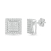 Thumbnail Image 1 of Men's 0.23 CT. T.W. Square-Shaped Multi-Diamond Swirl Frame Stud Earrings in Sterling Silver