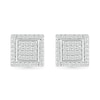 Thumbnail Image 2 of Men's 0.23 CT. T.W. Square-Shaped Multi-Diamond Swirl Frame Stud Earrings in Sterling Silver