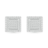 Thumbnail Image 1 of Men's 0.23 CT. T.W. Square-Shaped Multi-Diamond Swirl Frame Stud Earrings in Sterling Silver