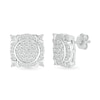 Thumbnail Image 1 of Men's 0.45 CT. T.W. Multi-Diamond Frame Ornate Four-Corner Accent Stud Earrings in Sterling Silver
