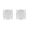 Thumbnail Image 1 of Men's 0.45 CT. T.W. Multi-Diamond Frame Ornate Four-Corner Accent Stud Earrings in Sterling Silver