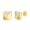 Thumbnail Image 1 of Men's 0.85 CT. T.W. Diamond Trio Triangle Accent Rectangular Stud Earrings in 10K Gold