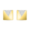 Thumbnail Image 1 of Men's 0.85 CT. T.W. Diamond Trio Triangle Accent Rectangular Stud Earrings in 10K Gold