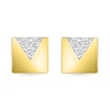 Thumbnail Image 2 of Men's 0.85 CT. T.W. Diamond Trio Triangle Accent Rectangular Stud Earrings in 10K Gold