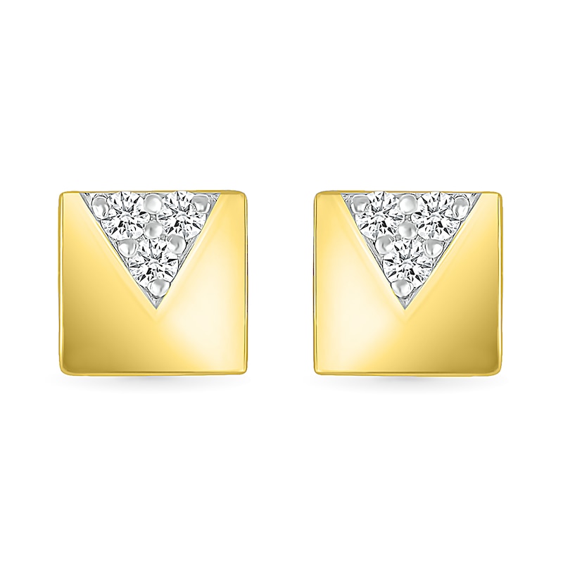 Men's 0.85 CT. T.W. Diamond Trio Triangle Accent Rectangular Stud Earrings in 10K Gold