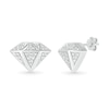 Thumbnail Image 0 of Men's 0.085 CT. T.W. Diamond Three-Dimensional Diamond-Shaped Stud Earrings in Sterling Silver