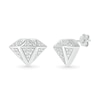 Thumbnail Image 1 of 0.085 CT. T.W. Diamond Three-Dimensional Diamond-Shaped Stud Earrings in Sterling Silver