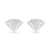 Thumbnail Image 1 of Men's 0.085 CT. T.W. Diamond Three-Dimensional Diamond-Shaped Stud Earrings in Sterling Silver