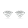 Thumbnail Image 2 of 0.085 CT. T.W. Diamond Three-Dimensional Diamond-Shaped Stud Earrings in Sterling Silver