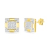 Thumbnail Image 1 of Men's 0.145 CT. T.W. Square-Shaped Multi-Diamond Frame Four-Corner Trio Accent Stud Earrings in 10K Gold