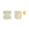 Thumbnail Image 0 of Men's 0.145 CT. T.W. Square-Shaped Multi-Diamond Frame Four-Corner Trio Accent Stud Earrings in 10K Gold