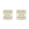 Thumbnail Image 1 of Men's 0.145 CT. T.W. Square-Shaped Multi-Diamond Frame Four-Corner Trio Accent Stud Earrings in 10K Gold