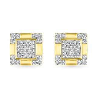 Men's 0.145 CT. T.W. Square-Shaped Multi-Diamond Frame Four-Corner Trio Accent Stud Earrings in 10K Gold