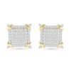 Thumbnail Image 1 of Men's 0.95 CT. T.W. Square-Shaped Multi-Diamond Frame Ornate Four-Corner Accent Stud Earrings in 10K Gold