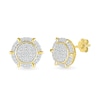 Thumbnail Image 1 of Men's 0.45 CT. T.W. Multi-Diamond Frame Ship's Wheel-Style Stud Earrings in 10K Gold