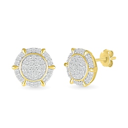 Men's 0.45 CT. T.W. Multi-Diamond Frame Ship's Wheel-Style Stud Earrings in 10K Gold