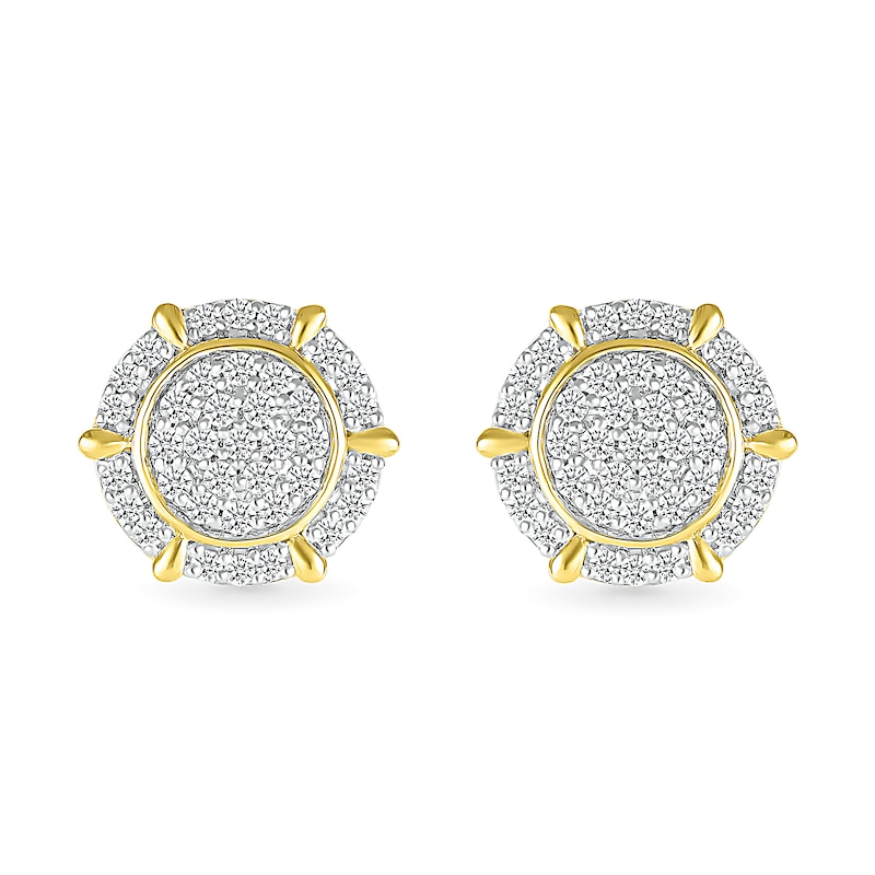 Men's 0.45 CT. T.W. Multi-Diamond Frame Ship's Wheel-Style Stud Earrings in 10K Gold