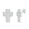 Thumbnail Image 1 of 0.45 CT. T.W. Diamond Mini Cross Stud Earrings in 10K White Gold