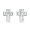 Thumbnail Image 2 of 0.45 CT. T.W. Diamond Mini Cross Stud Earrings in 10K White Gold