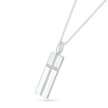 Thumbnail Image 2 of Men's 0.18 CT. T.W. Diamond Cross Narrow Dog Tag Pendant in Sterling Silver - 22"