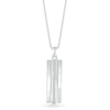 Thumbnail Image 1 of Men's 0.085 CT. T.W. Diamond Linear Ribbon Accent Three-Dimensional Vertical Bar Pendant in Sterling Silver - 22"