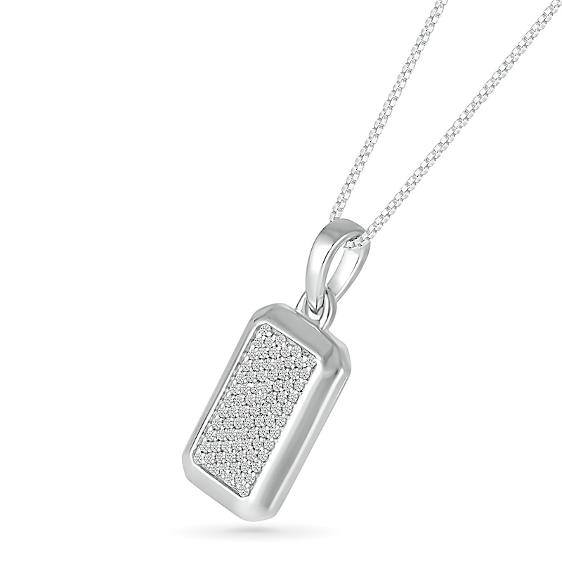 Main Image 2 of Men's 0.23 CT. T.W. Diamond Three-Dimensional Frame Dog Tag Pendant in Sterling Silver - 22"