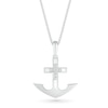 Thumbnail Image 1 of Men's 0.085 CT. T.W. Diamond Mini Cross Anchor Pendant in Sterling Silver - 22"