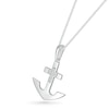 Thumbnail Image 1 of Men's 0.085 CT. T.W. Diamond Mini Cross Anchor Pendant in Sterling Silver - 22"