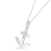 Thumbnail Image 2 of Men's 0.085 CT. T.W. Diamond Mini Cross Anchor Pendant in Sterling Silver - 22"