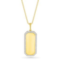 Men's 0.45 CT. T.W. Diamond Octagon-Shaped Frame Dog Tag Pendant in 10K Gold - 22&quot;