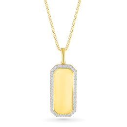Men's 0.45 CT. T.W. Diamond Octagon-Shaped Frame Dog Tag Pendant in 10K Gold - 22"