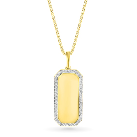 Men's 0.45 CT. T.W. Diamond Octagon-Shaped Frame Dog Tag Pendant in 10K Gold - 22"