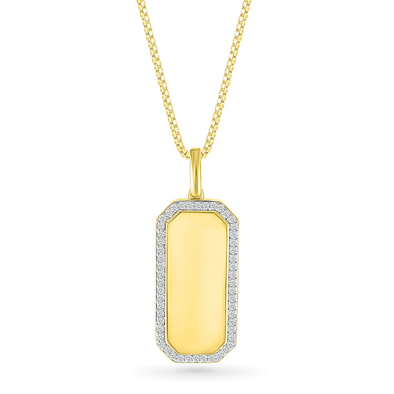 Main Image 1 of Men's 0.45 CT. T.W. Diamond Octagon-Shaped Frame Dog Tag Pendant in 10K Gold - 22"