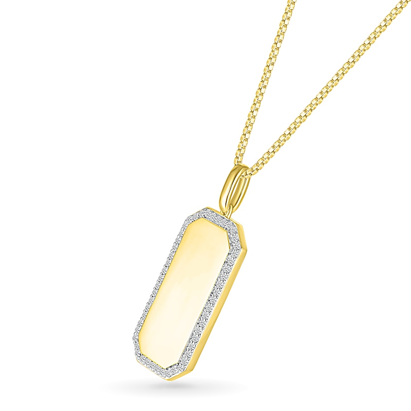 Main Image 2 of Men's 0.45 CT. T.W. Diamond Octagon-Shaped Frame Dog Tag Pendant in 10K Gold - 22"