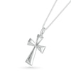 Thumbnail Image 2 of Men's 0.115 CT. T.W. Diamond Three-Dimensional Pyramid-Style Flared Cross Pendant in 10K White Gold - 22"