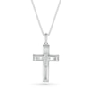 Thumbnail Image 0 of Men's 0.04 CT. T.W. Diamond Inlay Three-Dimensional Double Cross Pendant in 10K White Gold - 22"