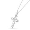 Thumbnail Image 1 of Men's 0.04 CT. T.W. Diamond Inlay Three-Dimensional Double Cross Pendant in 10K White Gold - 22"