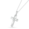 Thumbnail Image 2 of Men's 0.04 CT. T.W. Diamond Inlay Three-Dimensional Double Cross Pendant in 10K White Gold - 22"
