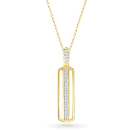 Men's 0.145 CT. T.W. Diamond Linear Ribbon Triple Row Open Vertical Bar Drop Pendant in 10K Gold - 22"