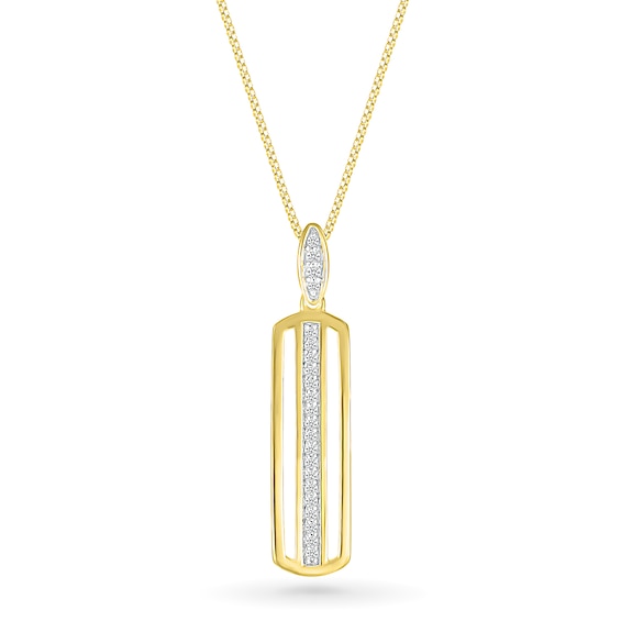 Men's 0.145 CT. T.W. Diamond Linear Ribbon Triple Row Open Vertical Bar Drop Pendant in 10K Gold - 22"