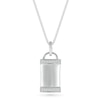 Thumbnail Image 1 of Men's 0.04 CT. T.W. Diamond Border Padlock-Style Dog Tag Pendant in 10K White Gold - 22"
