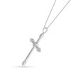Thumbnail Image 2 of Men's 0.18 CT. T.W. Quad Diamond Tri-Tip Cross Pendant in 10K White Gold - 22"